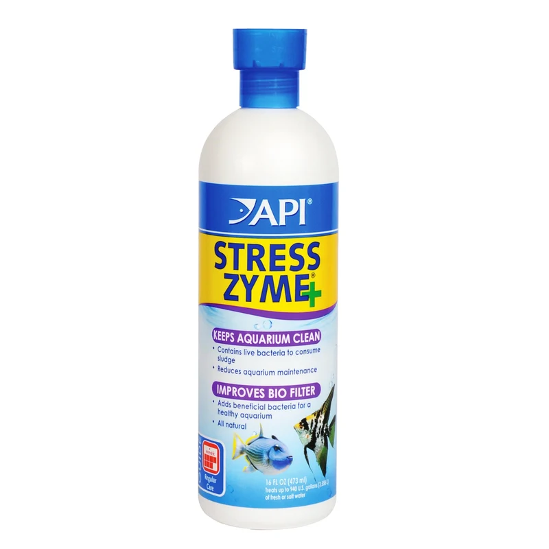 API STRESS ZYME – Solution d’entretien pour aquariums eau douce et eau de mer, flacon de 16 onces
