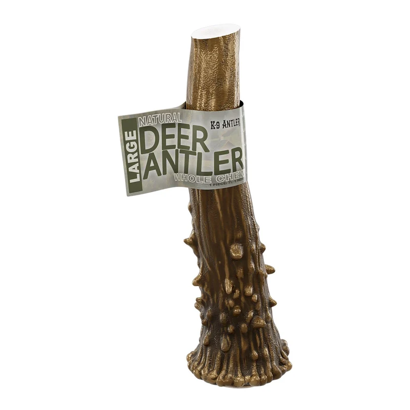 Grand Os de Cerf Entier pour Chiens – 7,5–9 po, Mastication Durable pour Mordeurs Agressifs, Naturel et Collecté aux États‑Unis