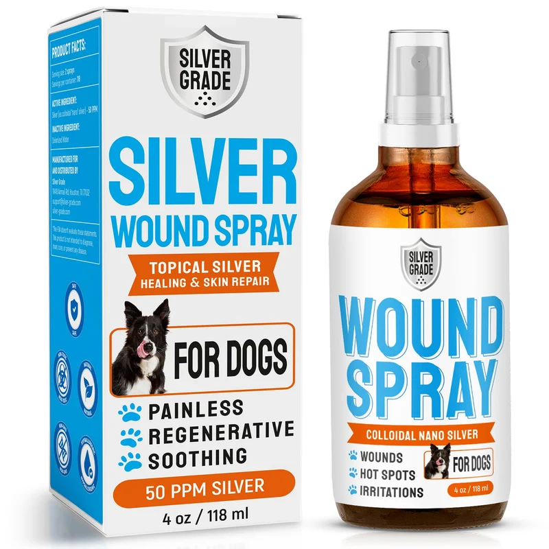 SILVER GRADE Spray cutané pour chiens – Zones chaudes, irritations et démangeaisons – Flacon de 120 ml