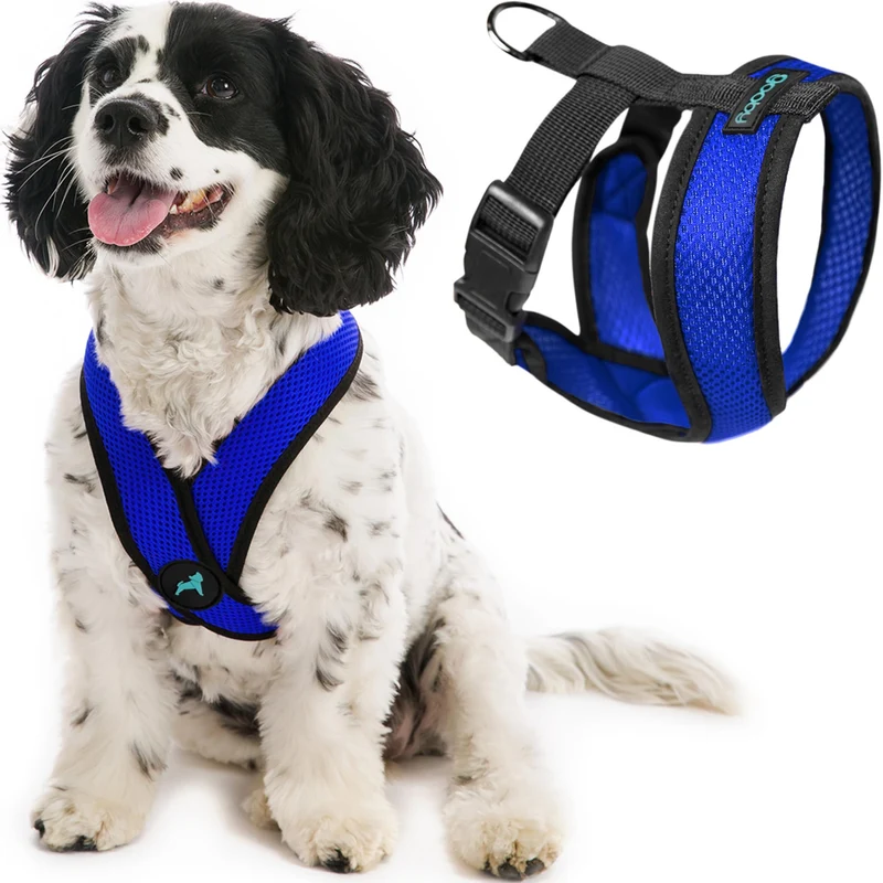Gooby Harnais Comfort X Sans Étranglement – Doux et Léger, Bleu, Petit