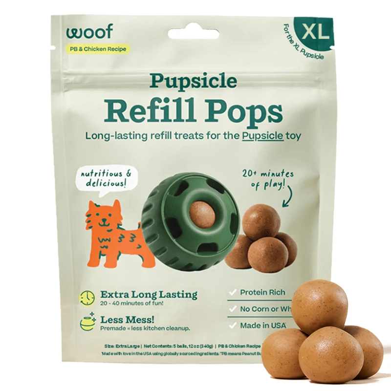 WOOF Pupsicle Refill Pops XL – Friandises Longue Durée pour Chiens, Prêtes à l’Emploi, 5 Pièces