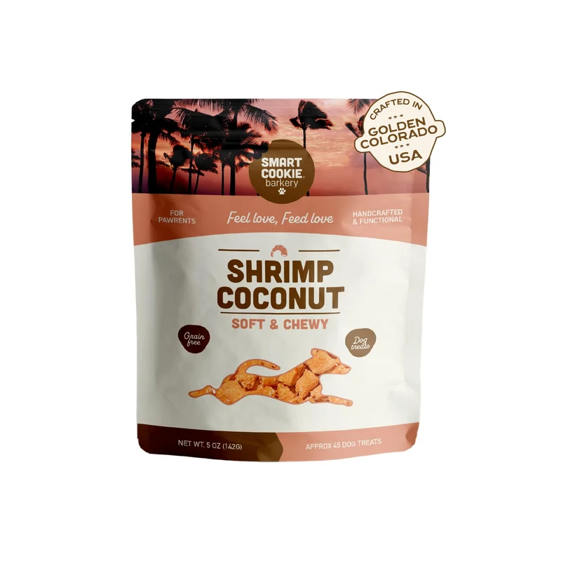 Smart Cookie – Friandises pour Chien Naturelles et Moelleuses: Crevettes & Coco, Sans Céréales, Qualité Humaine, Fabriqué aux États‑Unis – Sachet 142 g (5 oz) – 1 Pack