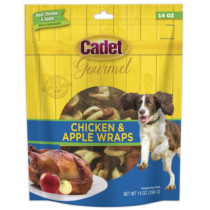 Cadet Friandises enrobées Poulet et Pomme pour Chiens – Naturelles et faibles en matières grasses – Pour petits et grands – Inspecté et testé aux États‑Unis (14 oz)