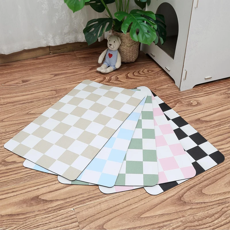 Ralxion Tapis Nourriture Carreaux Beige 16x24 – Absorbant et Anti-glisse