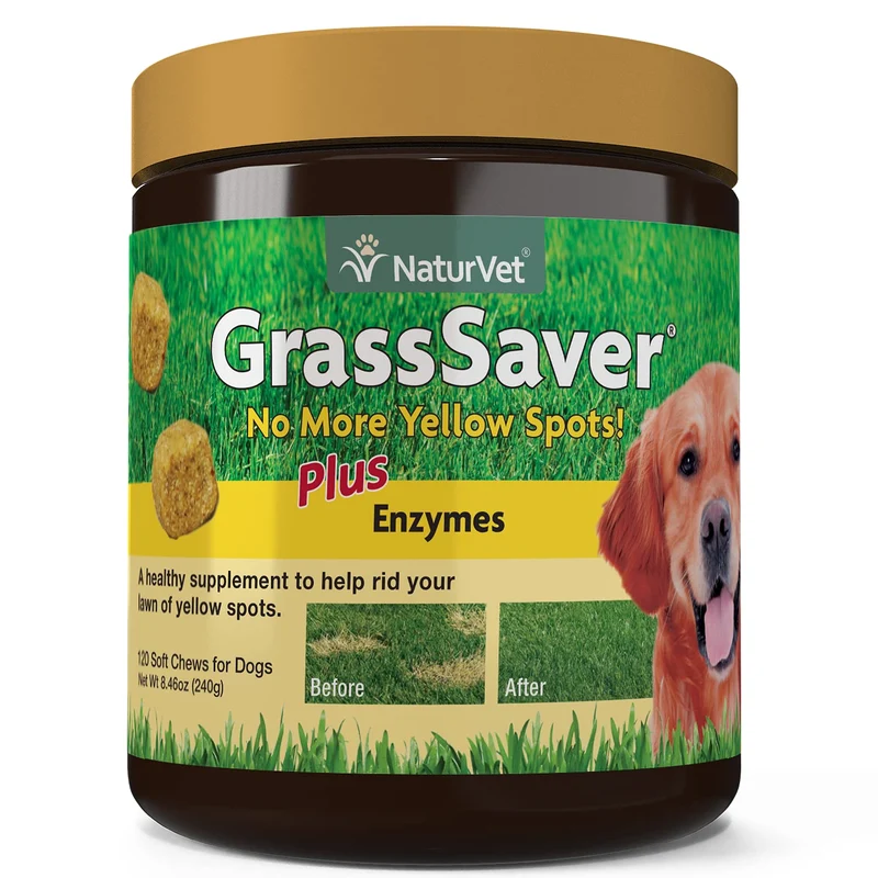 NaturVet GrassSaver – Complément pour chien, pelouse sans taches jaunes – 120 gommes