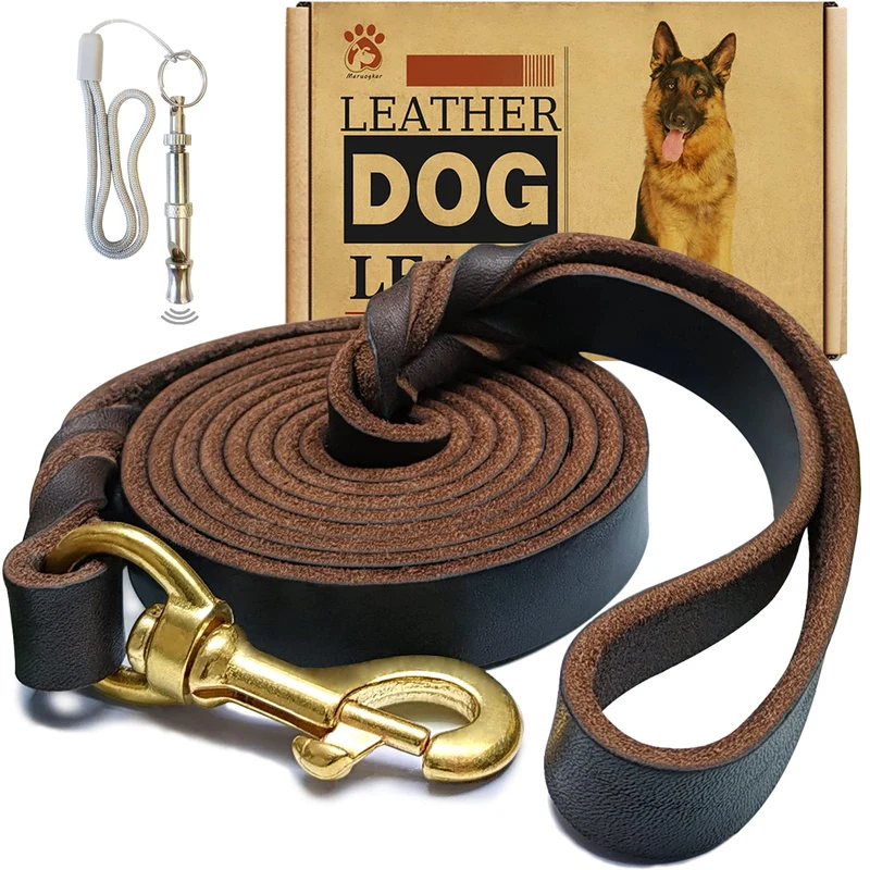 Laisse pour chien en cuir Meruogkar – 6 pieds × 3/4 pouce, robuste et confortable