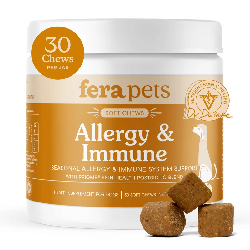 Fera Pets – Soin Allergie et Immunité Chien | Champignons Bio & Postbiotiques – 30 Friandises Molles