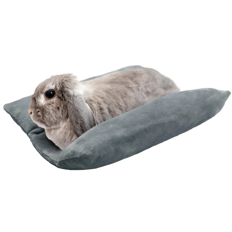 MEWTOGO Lit Lapin 15,7 x 14 po – Couchage moelleux à deux faces, coton, gris