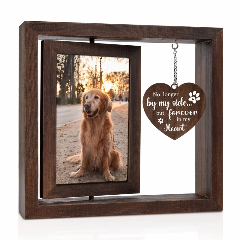 Jigfoxy Cadre Mémorial Rotatif pour Chien – Cadeau de Deuil 4x6