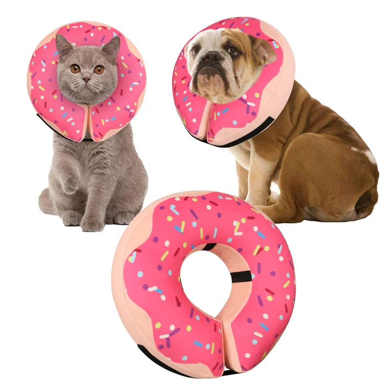Cneo Collier gonflable en forme d’anneau pour chiens et chats – Rose, Taille Moyen+