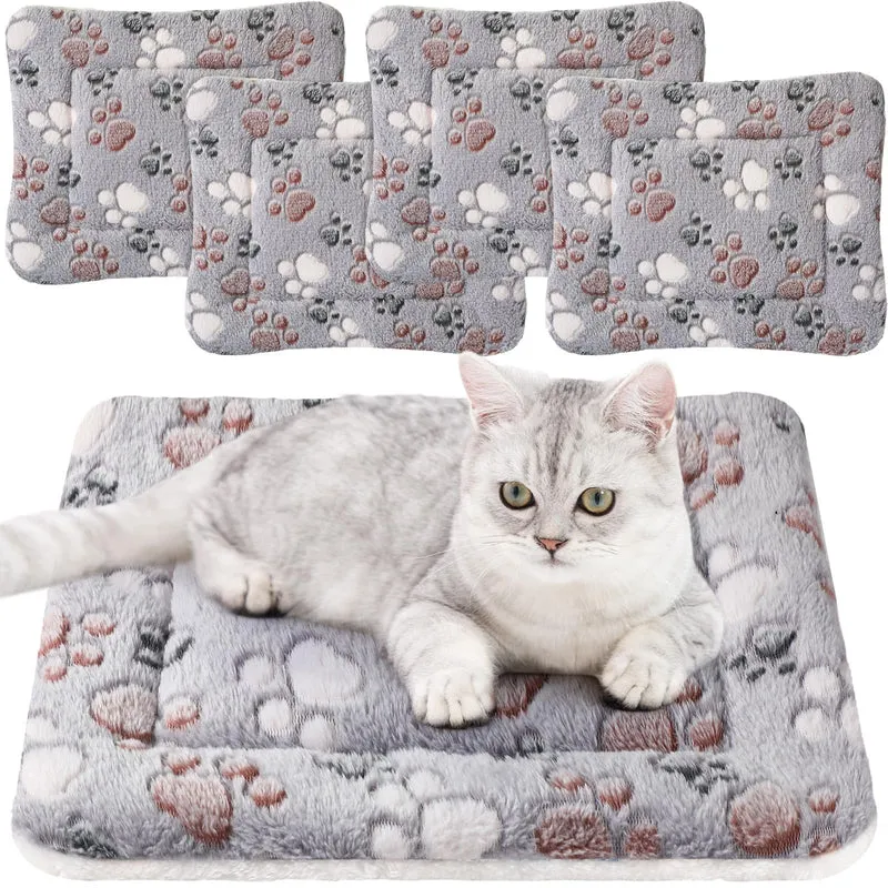 Tuanse – Lot de 4 Tapis Doux pour Petits Animaux (33 x 47 cm) Gris Clair, Lavables