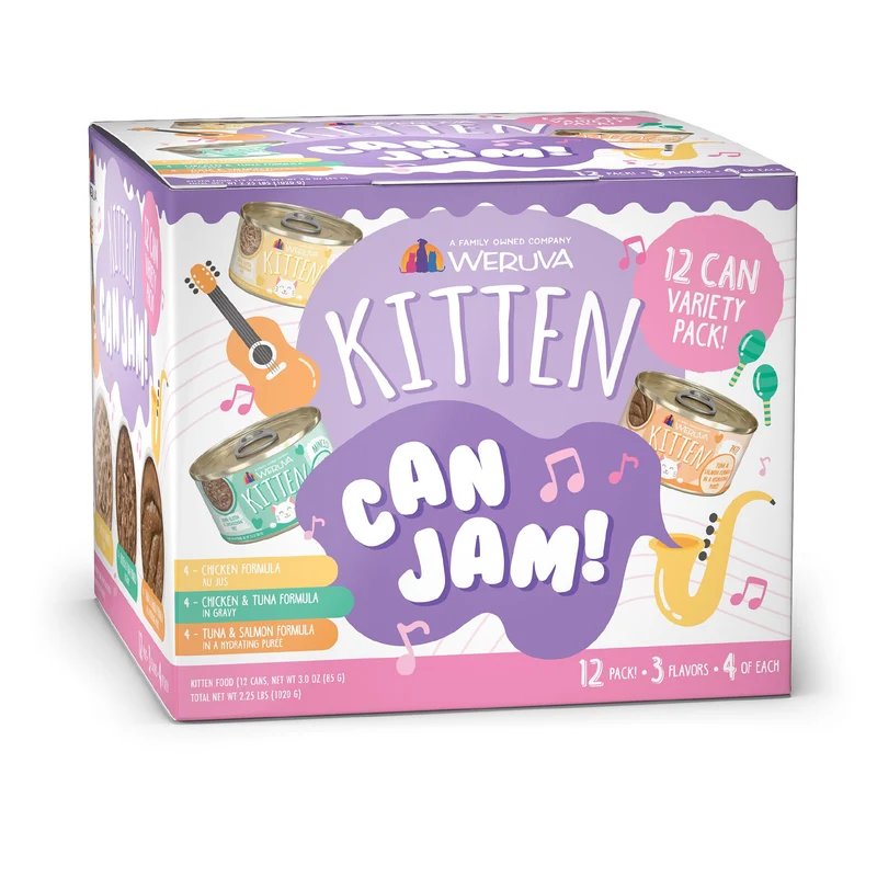 Weruva Kitten Can Jam! Pack Découverte – Variété pour Chatons, Boîtes 3oz (12 x 3oz)
