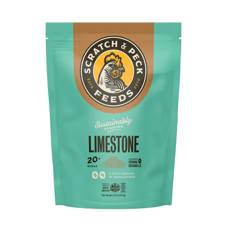 Scratch and Peck Limestone – Supplément de Calcium pour Poules et Canards – Calcaire Pur et Durable – Sac de 8 lb