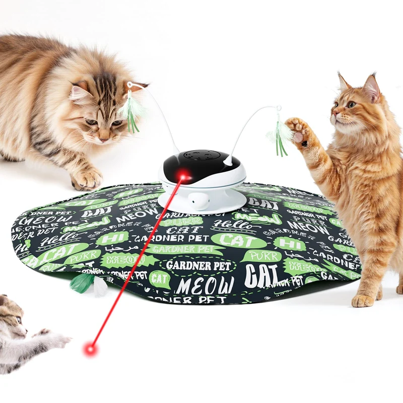 Gardner Pet – Jouet Laser 5 en 1 pour Chat, Rechargeable USB, Plumes et Point Rouge LED