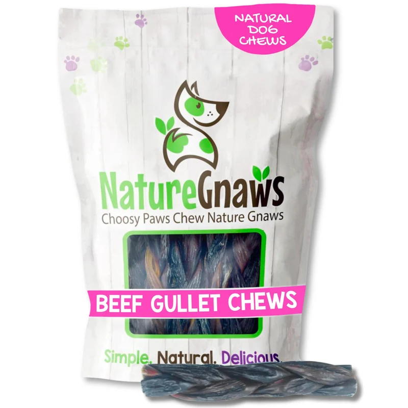 Nature Gnaws Bouchées Tressées de Bœuf pour Chiens – 12–15 cm (10 pièces) – Durable et Naturel