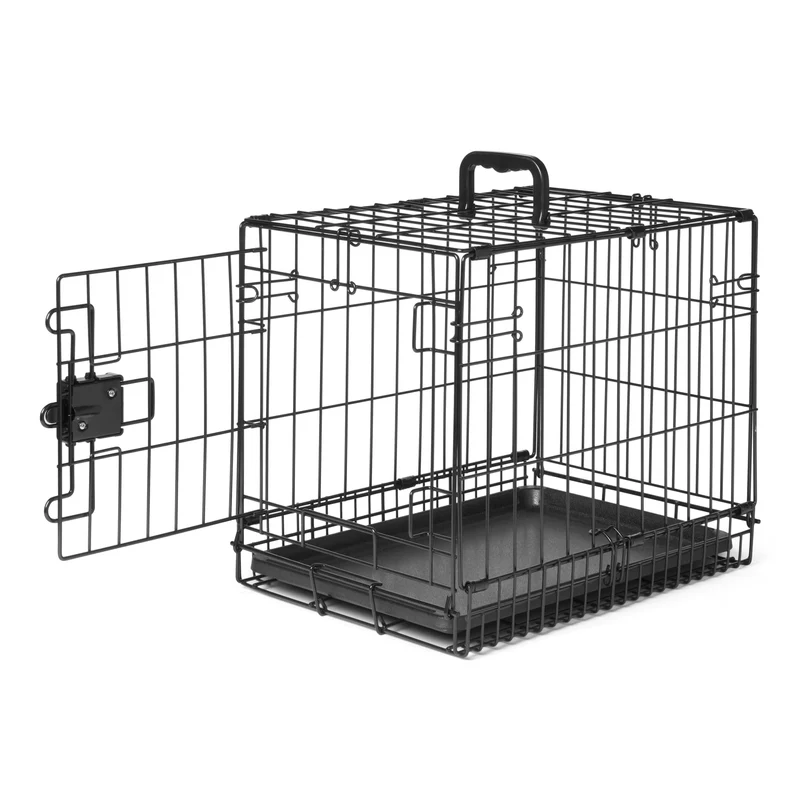 Cage pour chien Amazon Basics – métal durable pliable, plateau amovible, porte unique, 18 × 12,4 × 15 po, noir