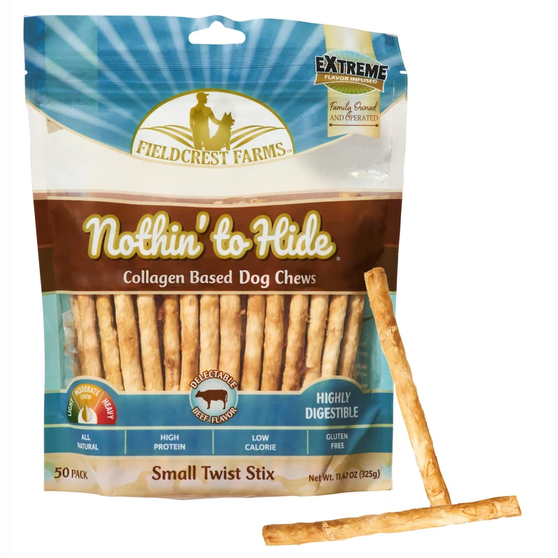 Fieldcrest Farms Nothin' to Hide Twist Stix – Saveur Boeuf, Digestion Douce, Santé Pelage et Articulations (Chiens ≤15 lb)