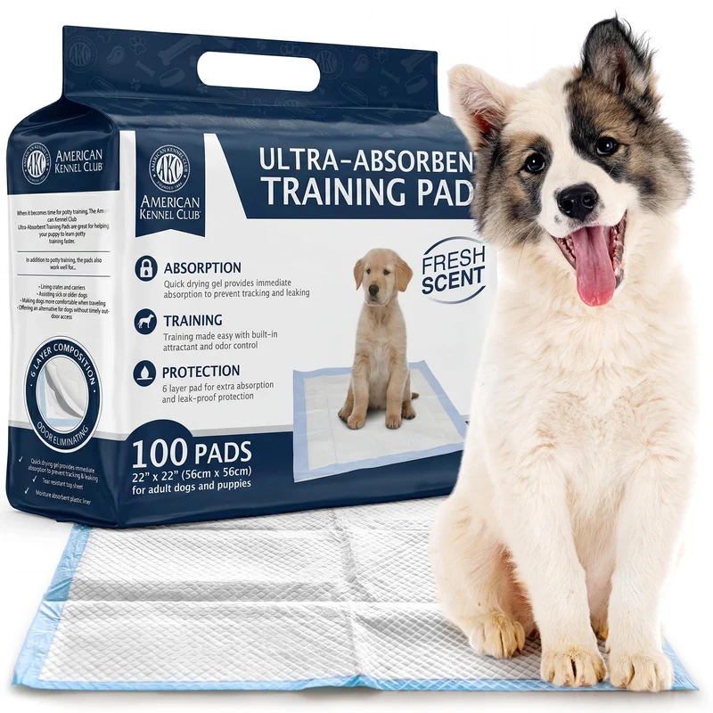 Tapis d’entraînement AKC pour chiots – Senteur Fraîche, Absorption Ultra-rapide, Pack de 100