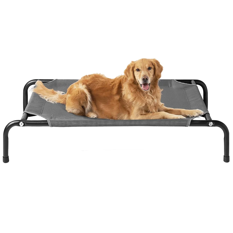 EHEYCIGA Elevated XL Dog Cot Bed – Lit surélevé XL 48x32 pouces, cadre métallique et mesh Teslin