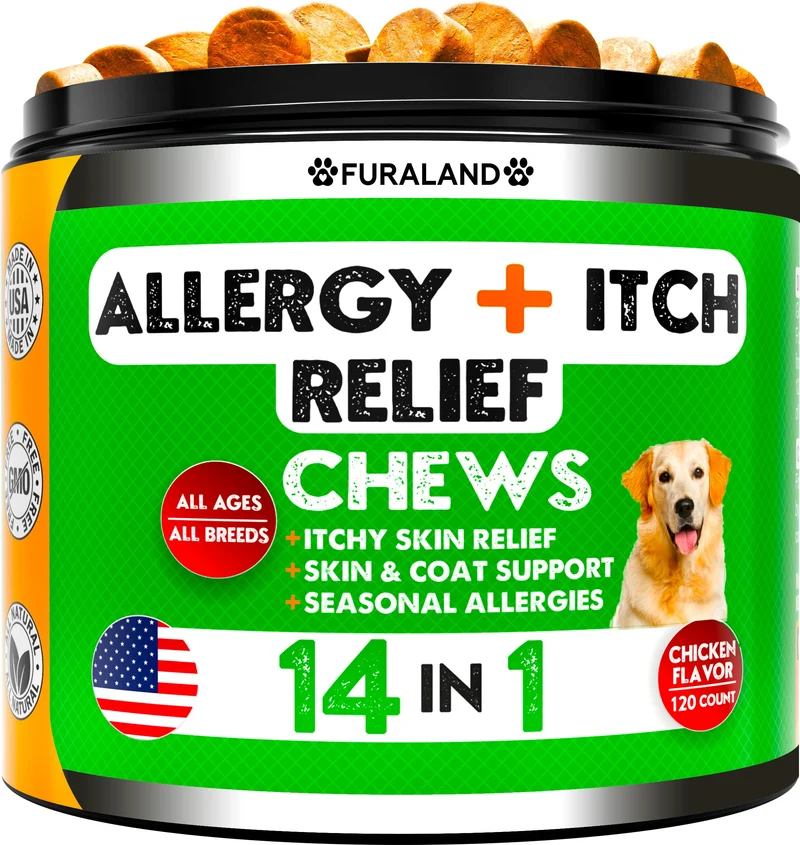 FURALAND Friandises Allergie Chien – Soulagement démangeaisons, Oméga-3 et Probiotiques