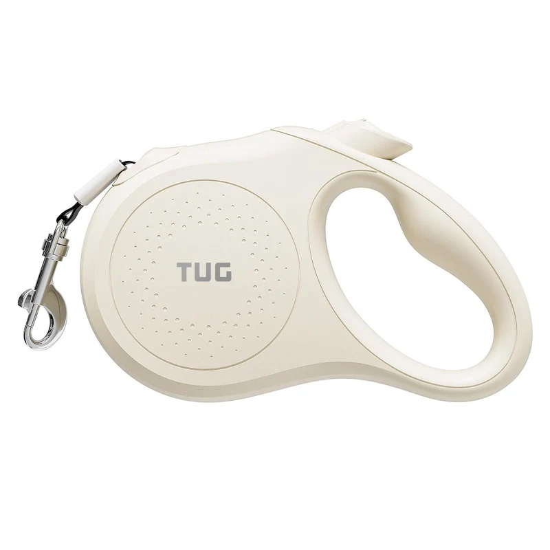 TUG Quest Laisse Rétractable pour Chien | 360° Sans Enchevêtrement | 16 ft | Petit, Crème