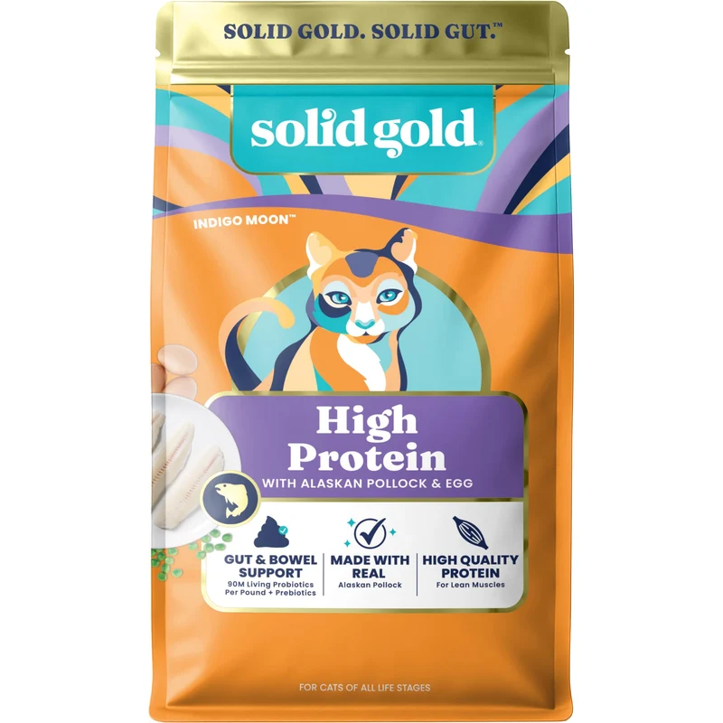 Solid Gold Croquettes pour chat sans céréales et gluten – Protéines élevées (42%) avec Pollock d’Alaska et probiotiques – 3 lb