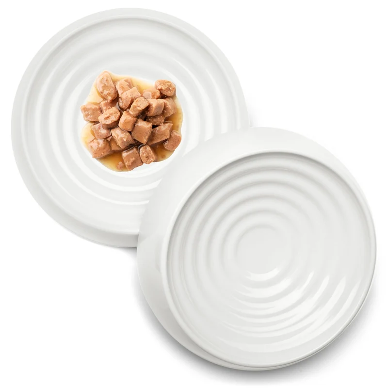 CatGuru Bols pour Chats – Bol peu profond et anti-moustaches, anti-glisse, pack de 2 Marshmallow