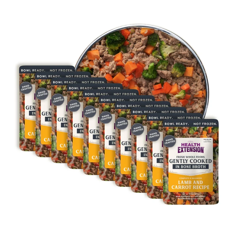 Health Extension Agneau et Carottes Cuit en Douceur – Nourriture pour Chiens, Sachets de 3 oz, Qualité humaine, Lot 10