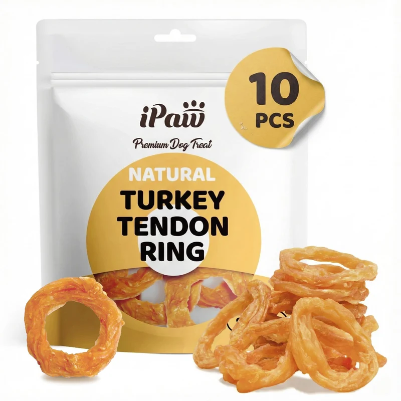 iPaw Lot Économique 10 Tendons de Dinde pour Chiens (Petit) – Protéine Unique, Hypoallergénique, Alternative Naturelle au Rawhide