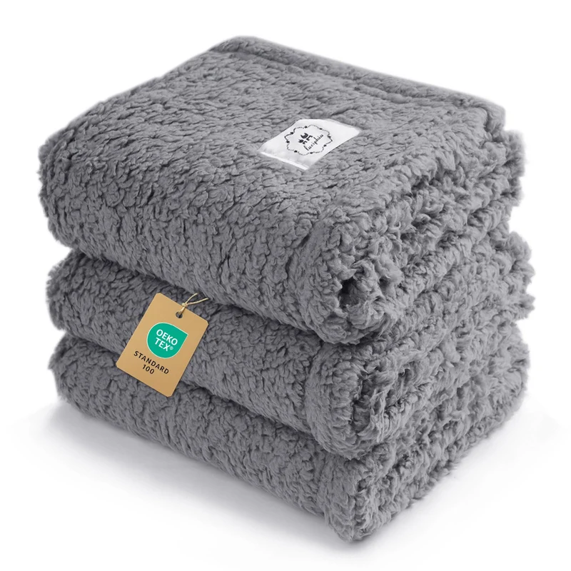 Luciphia – Pack de 3 Couvertures Calmes en Microfibre Grise pour Chiens et Chats (Petit)