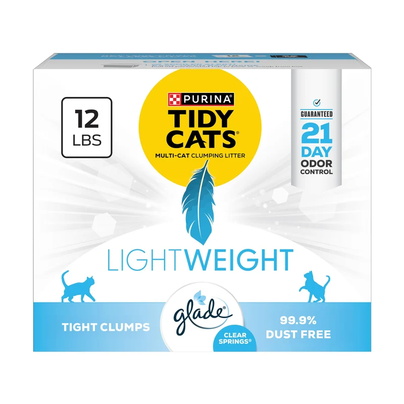 Purina Tidy Cats Lightweight avec Glade Clear Springs – Litière multi-chat, clumpante, faible poussière, parfumée (12 lb)