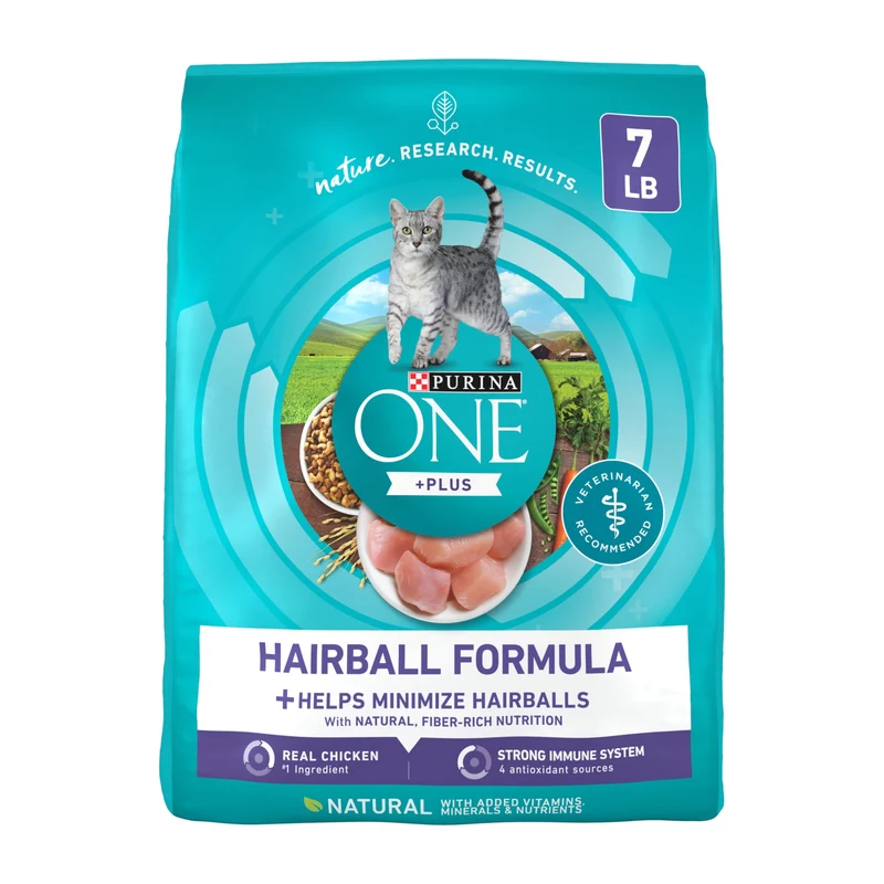 Purina ONE Formule Boules de Poils pour Chat Adulte – +PLUS, Sac de 3,2 kg