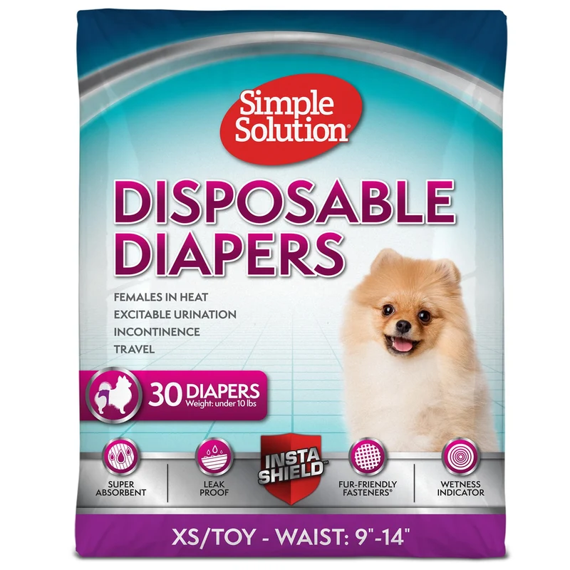Simple Solution Couches jetables pour chien femelle — Taille 9–14 po, 30 unités