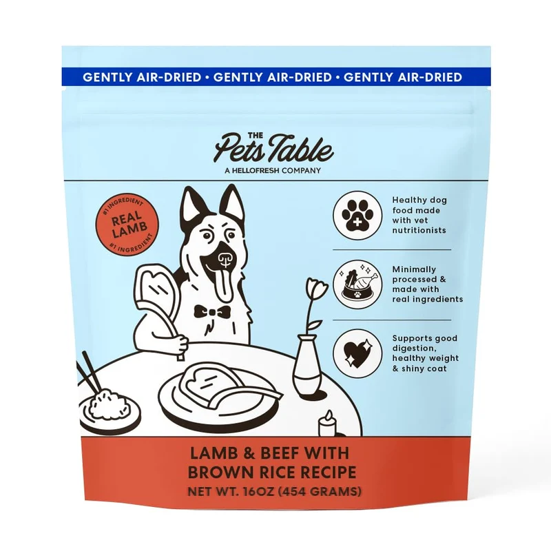 The Pets Table – Alimentation pour chiens à base d'agneau et boeuf avec riz brun, sechee a l'air, 1 lb