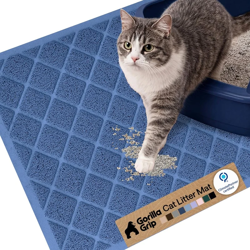 Tapis Litière Gorilla Grip – Maillage Dense et Protection du Sol, 24x17, Bleu Marine