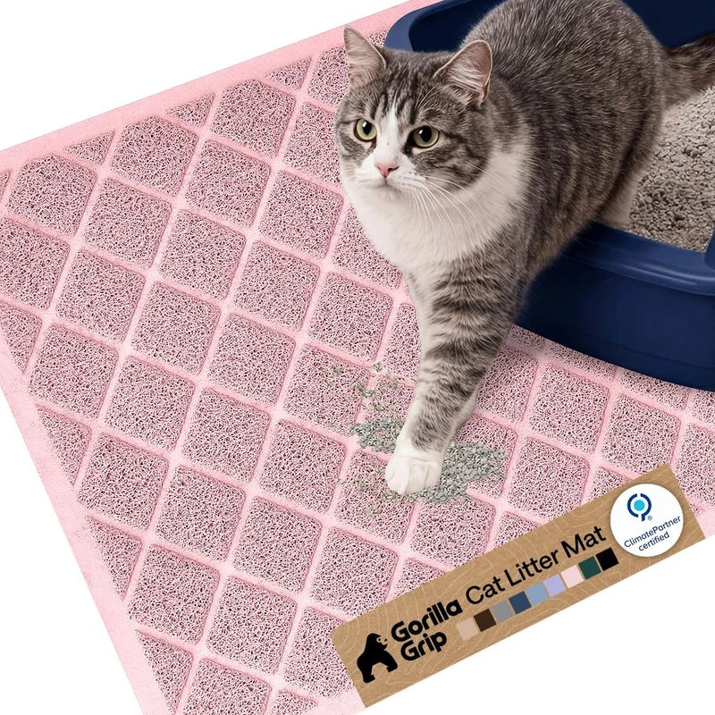 GORILLA GRIP Tapis Litière – Tapis Anti-Poussier en Mesh, Rose Clair, Sans Phtalates, 24x17