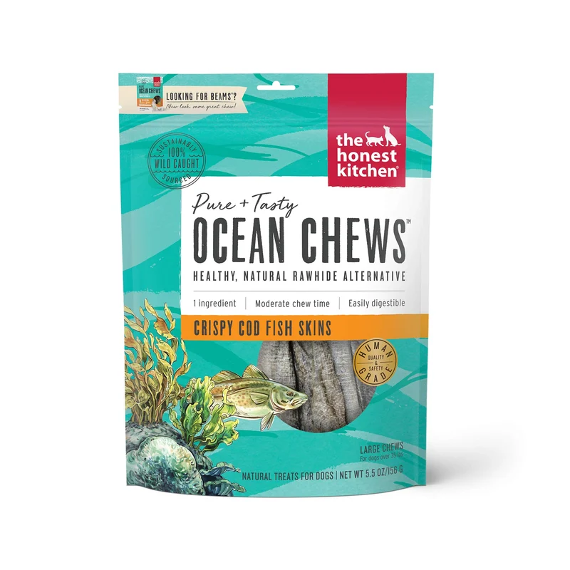 The Honest Kitchen Ocean Chews – friandises pour chien 100% peaux de cabillaud sauvages, sans céréales, 5,5 oz