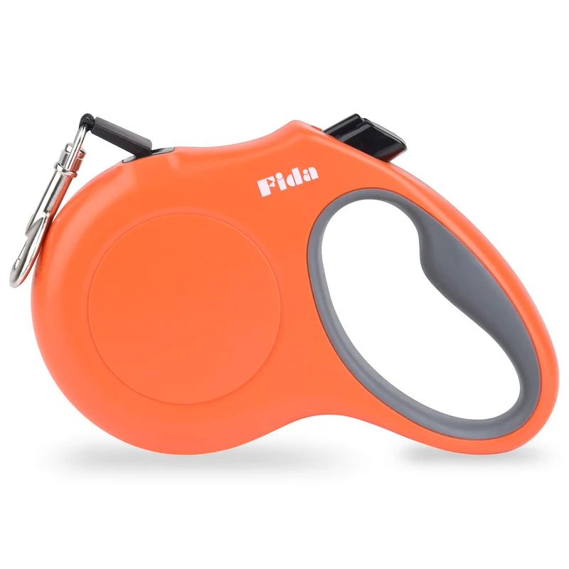 Fida Laisse Rétractable pour Chien – 16 pieds, jusqu’à 20 kg, anti-enchevêtrement, Orange