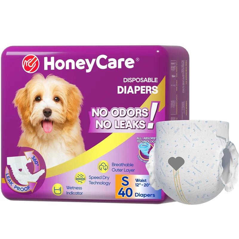 Honey Care couches jetables pour chien – Taille Petite, 40 pièces, absorbantes et respirantes, indicateur d’humidité