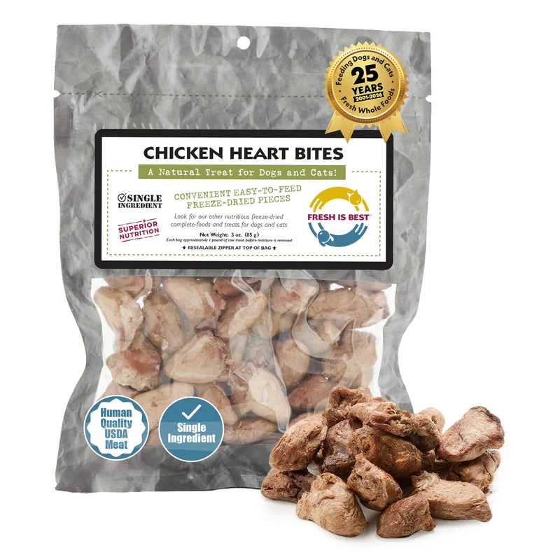 Fresh Is Best – Friandises lyophilisées de cœurs de poulet pour chiens et chats | Ingrédient unique | Fabriqué aux États‑Unis