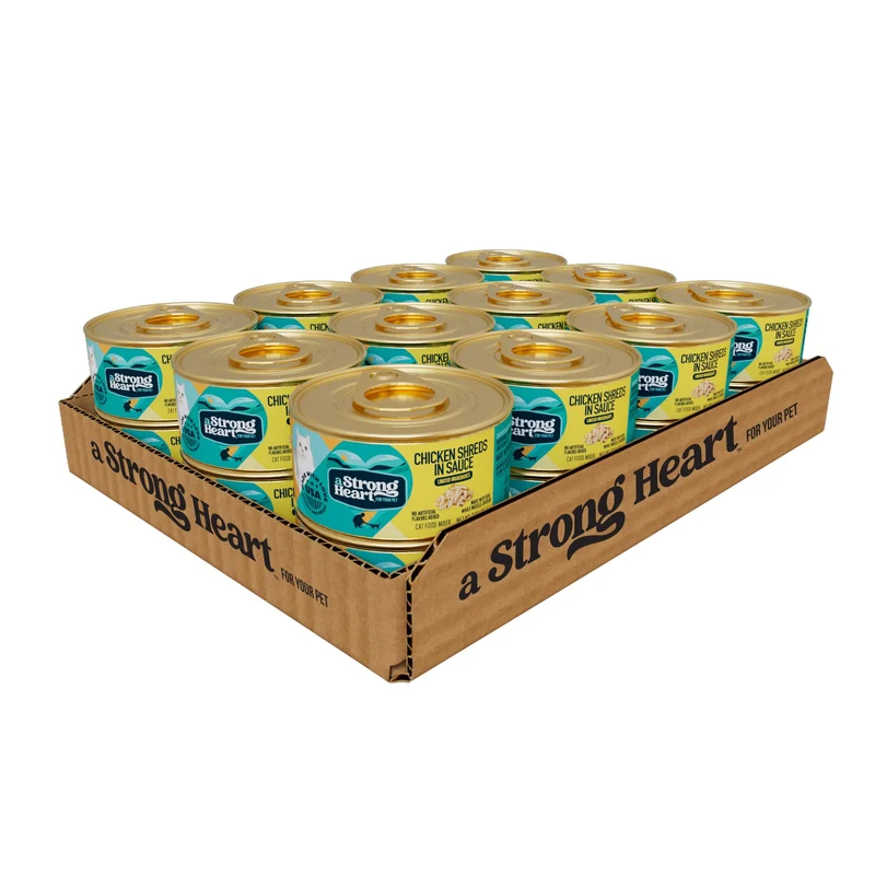 Strongheart – Morceaux de Poulet en Sauce pour Chat, Boîtes de 3 oz (Lot de 24) – Fabriqué aux États‑Unis avec du Poulet Réel