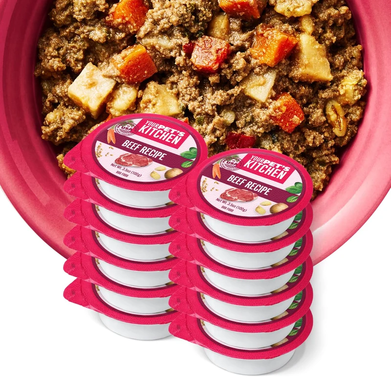 YOUR PET'S KITCHEN Pâtée humide pour chiens au bœuf — Coupes 3,5 oz (lot de 12) fabriqué aux États‑Unis avec du vrai bœuf