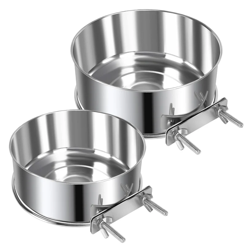 Yummy Sam - 2 Bols en Acier Inoxydable Anti-Déversement pour Cage - Pour Chiens et Chats de Taille Moyenne à Grande