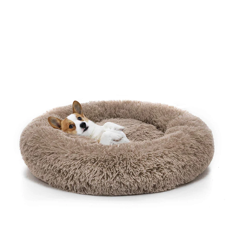 MIXJOY Lit Donut Orthopédique pour Chiens et Chats – Coussin Rond Ultra-Doux et Lavable (23 pouces, Marron)