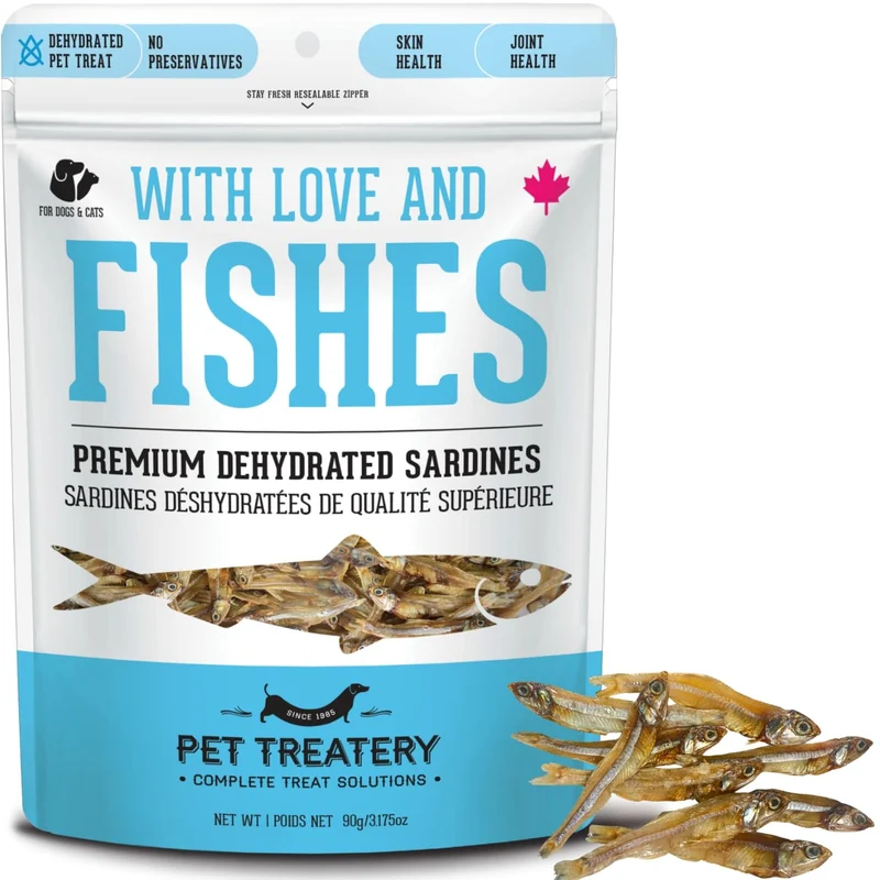 The Granville Island Pet Treatery Sardines pour chiens et chats – friandises déshydratées à ingrédient unique (3,17 oz, paquet unique) – sans céréales et naturelles