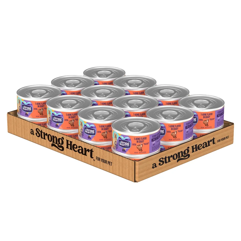 Strongheart Nourriture humide pour chien – T-Bone en sauce, 24 boîtes 5,5 oz, boeuf réel, USA