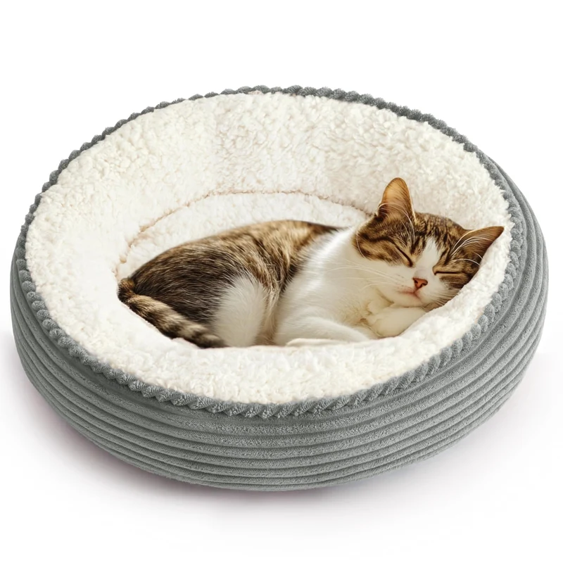 Love's cabin Coussin rond 20in pour chat et petit chien – Confort ultra-doux et fond anti-glisse