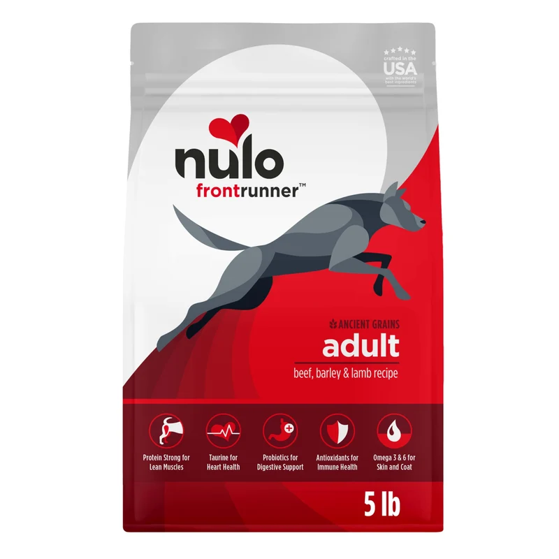 Nulo Frontrunner – Croquettes pour Chiens Adultes Haute Protéine Bœuf, Orge et Agneau, Sac 5 lb