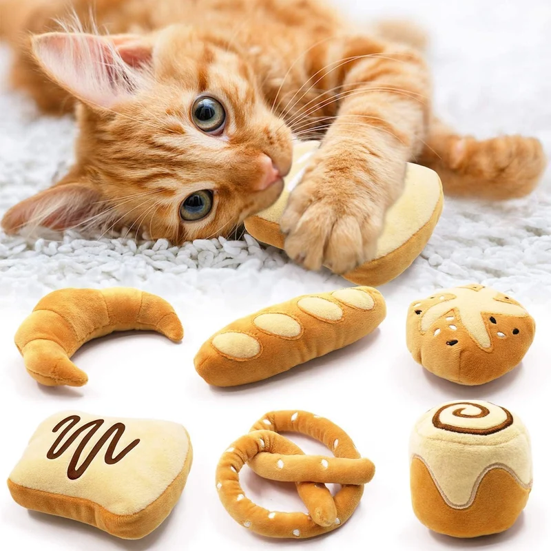 CiyvoLyeen – Lot de 6 Jouets Chat en Forme de Pain avec Catnip (Jouets d'intérieur)