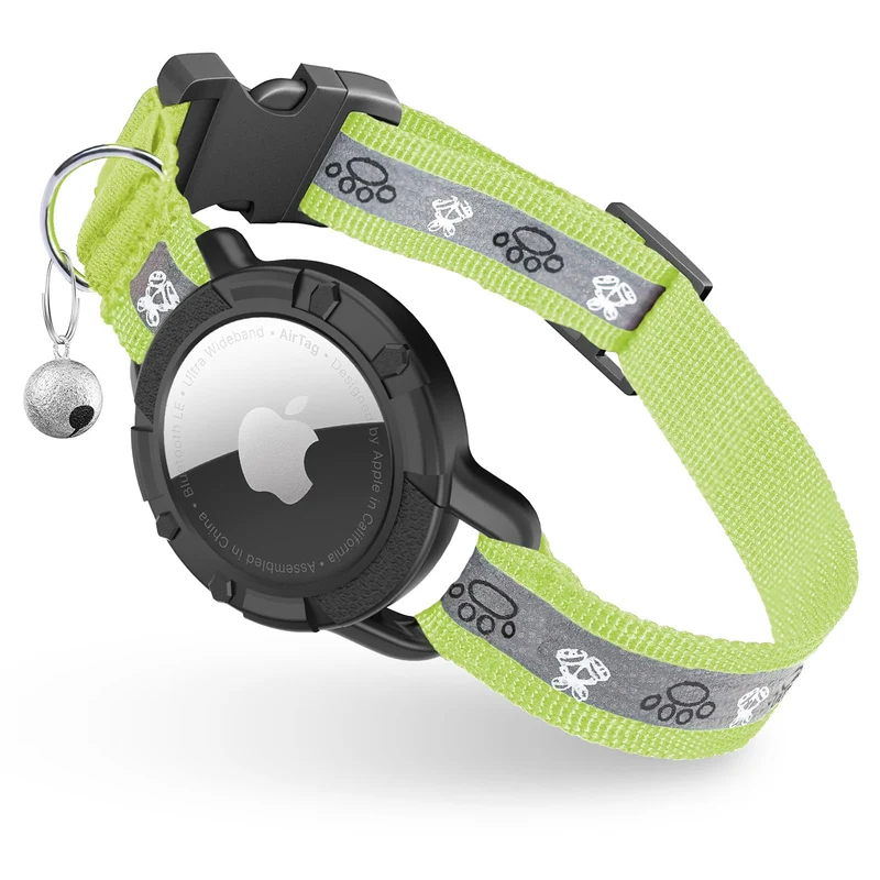Collier Odokele AirTag pour Chats – Porte-AirTag Intégré, Réfléchissant et Élastique (Olive, Taille S)